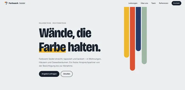 Startseite der Demo-Website Malerbetrieb Farbwerk Seidel